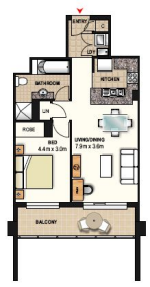 Floor Plan One Bedroom Apartment - Meriton Bondi Junction
