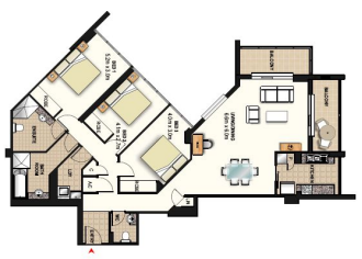 Floor Plan Three Bedroom Apartment - Meriton Bondi Junction