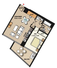 Floor Plan 1 Bedroom - Meriton Kent St