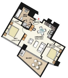 Floor Plan 2 Bedroom - Meriton Kent St